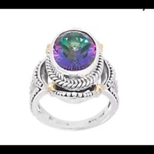 Sterling Silver and 18K Gold Mystic Quartz Ring